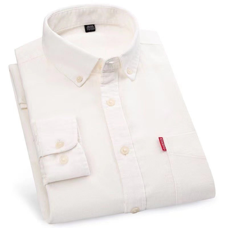 Big & Tall Men's Casual Corduroy Lined Cotton Long Sleeve Shirt S-4XL