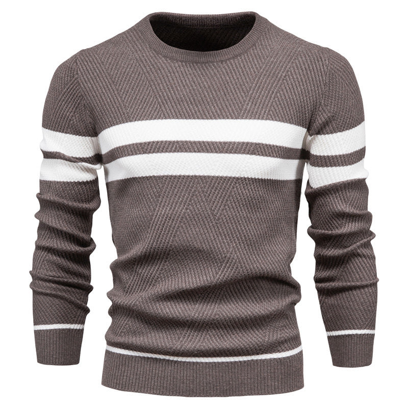 Big & Tall Men's Casual Striped Pullover Colorblock Crewneck Sweater S-2XL