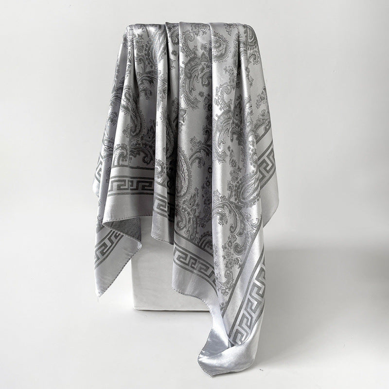 Solid Cashew Printed Silk Scarf Square