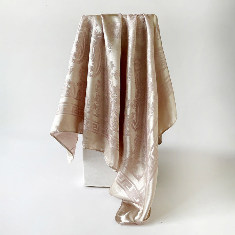 Solid Cashew Printed Silk Scarf Square