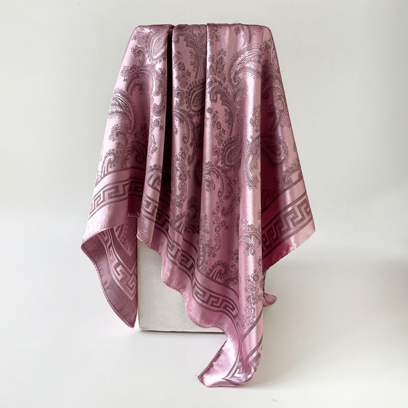 Solid Cashew Printed Silk Scarf Square