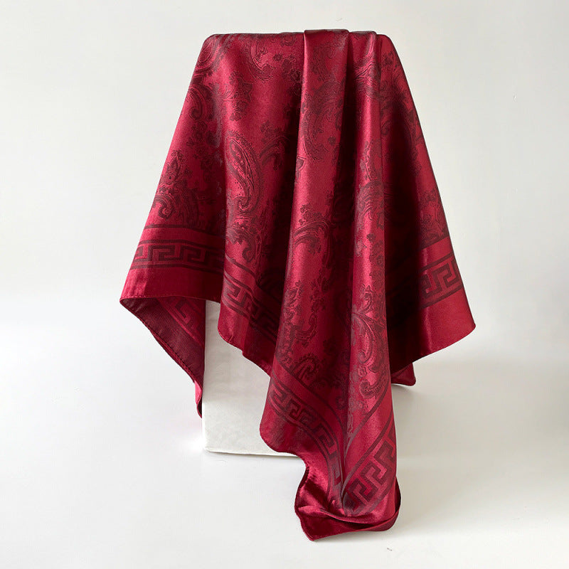 Solid Cashew Printed Silk Scarf Square