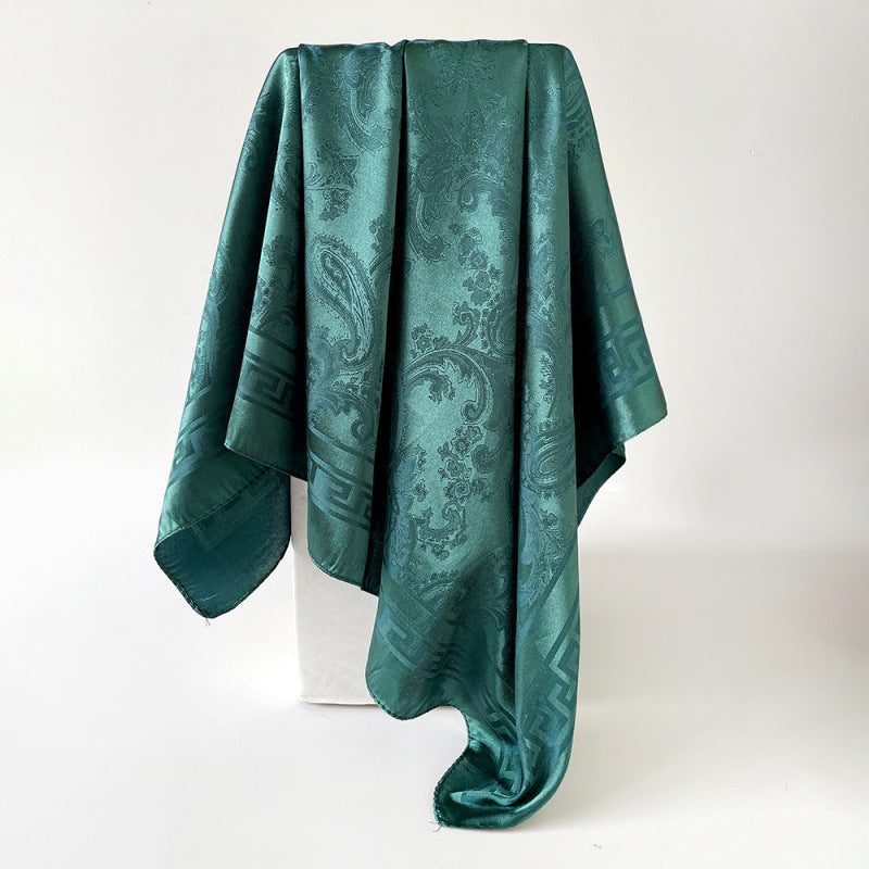 Solid Cashew Printed Silk Scarf Square