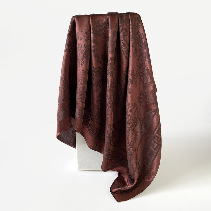 Solid Cashew Printed Silk Scarf Square