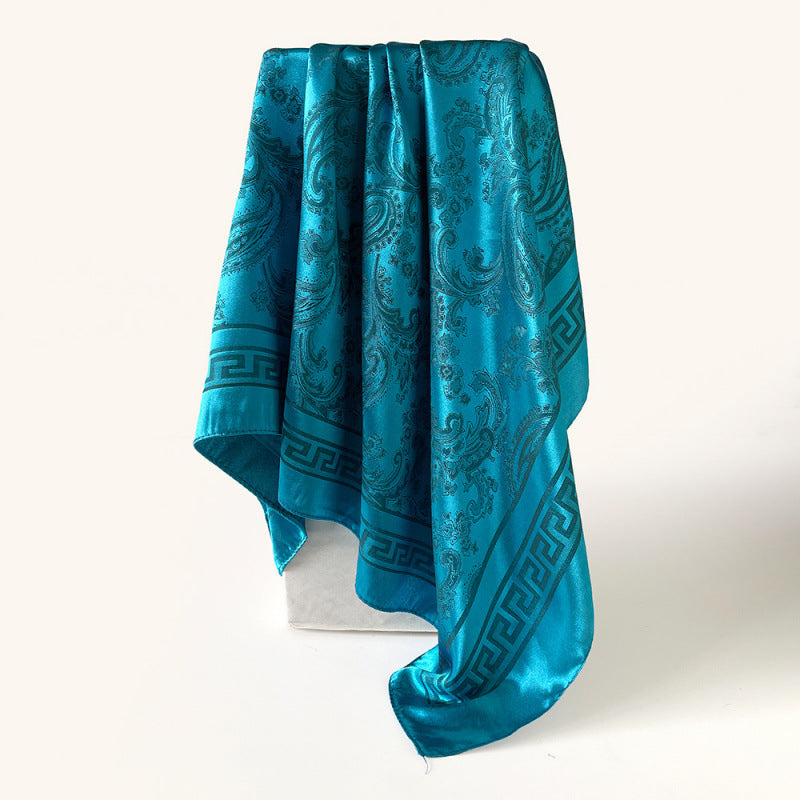 Solid Cashew Printed Silk Scarf Square