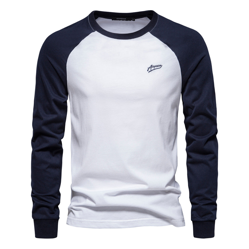 Big & Tall Men's Stitching Raglan Sleeve Long Sleeve Cotton T-shirt L-2XL