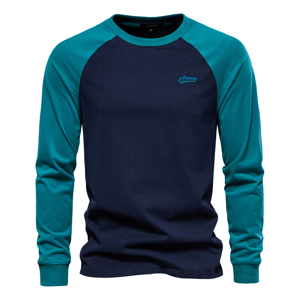 Big & Tall Men's Stitching Raglan Sleeve Long Sleeve Cotton T-shirt L-2XL