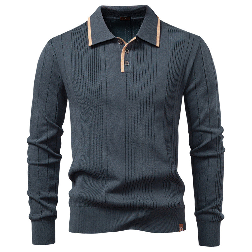Big & Tall Men's High Quality Lapel Polo Half Zip Sweater S-2XL