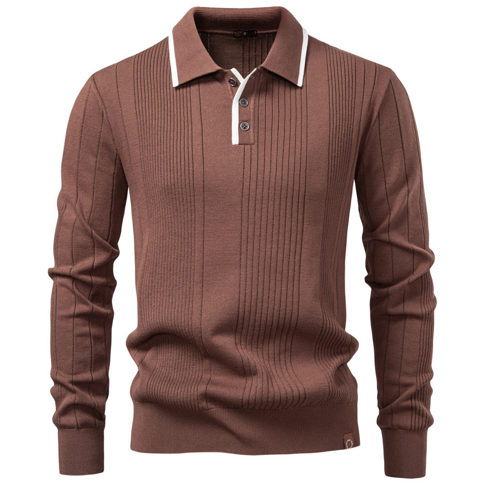 Big & Tall Men's High Quality Lapel Polo Half Zip Sweater S-2XL