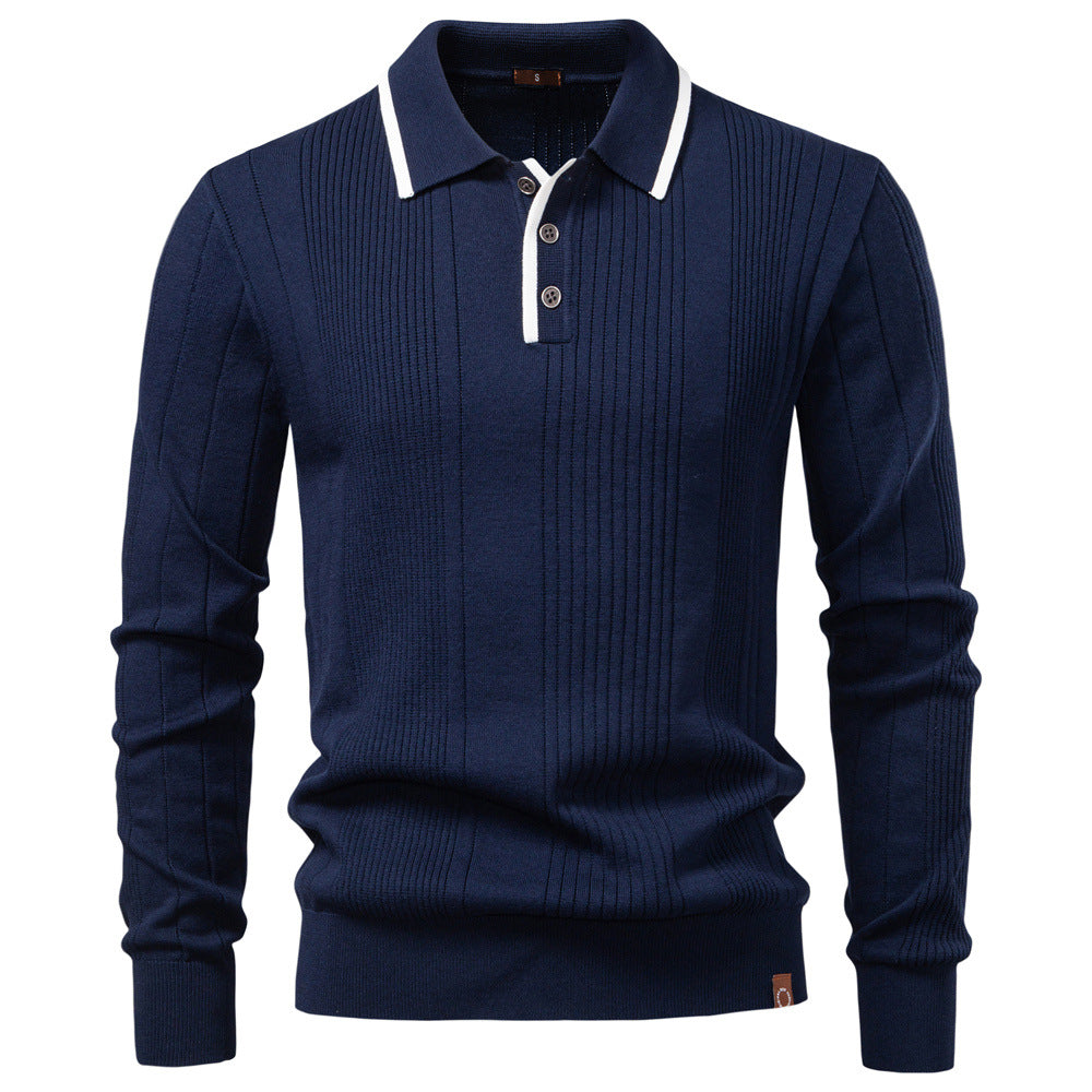 Big & Tall Men's High Quality Lapel Polo Half Zip Sweater S-2XL