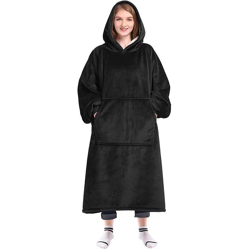 Long Lazy Pullover TV Blanket Flannel Hooded Pajamas