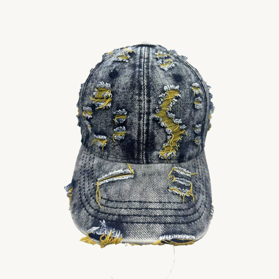 Personalized Washed Denim Hole Vintage Cap
