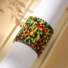 Black History Month Bohemian Black Red Yellow Green Bead Mixed Color Collocation Bracelet Elastic Bracelet