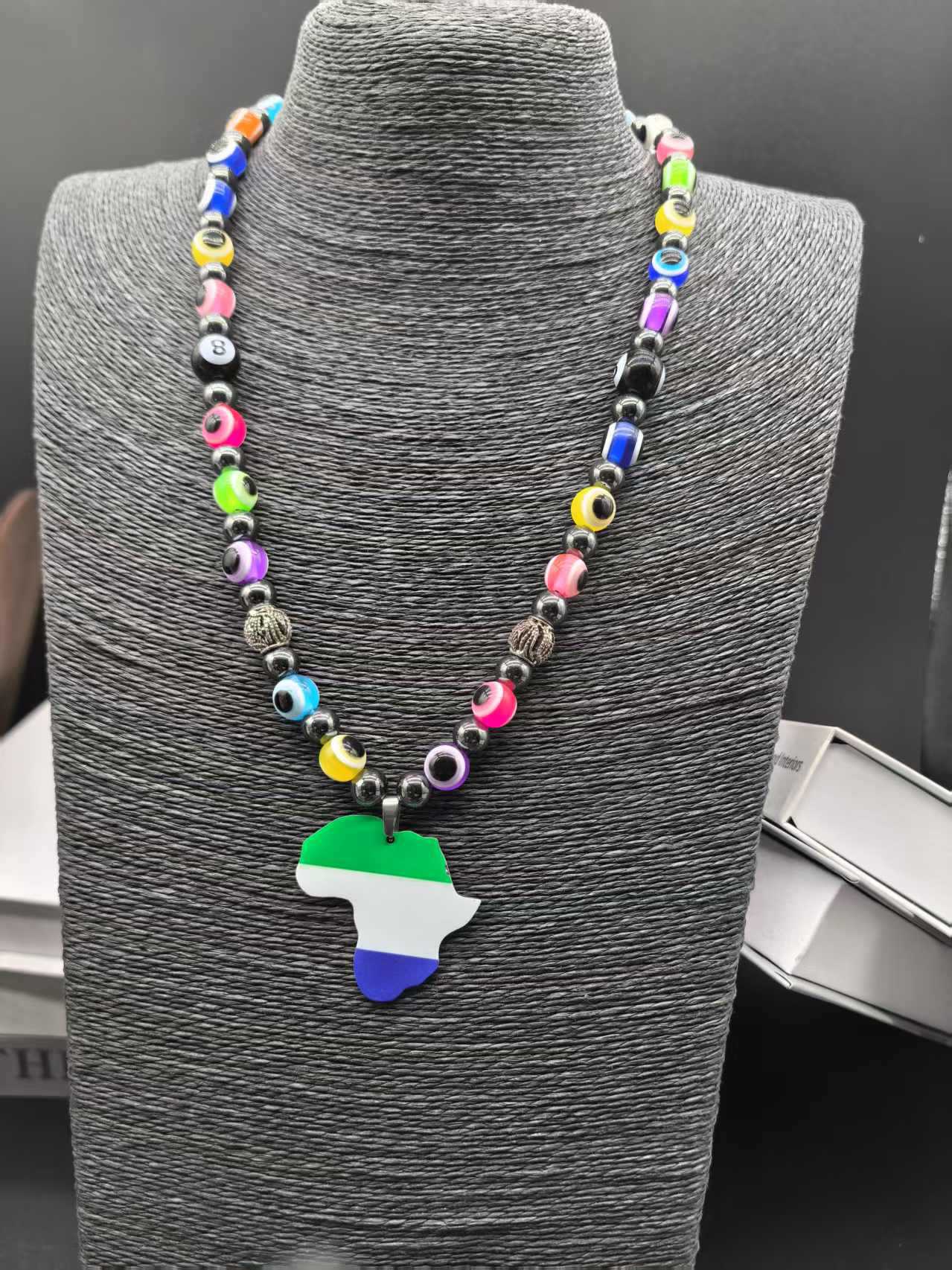 Natural Stone 10mm Turquoise Black Gallstone Cross Rosary Men's Necklace Long Chain Accessories