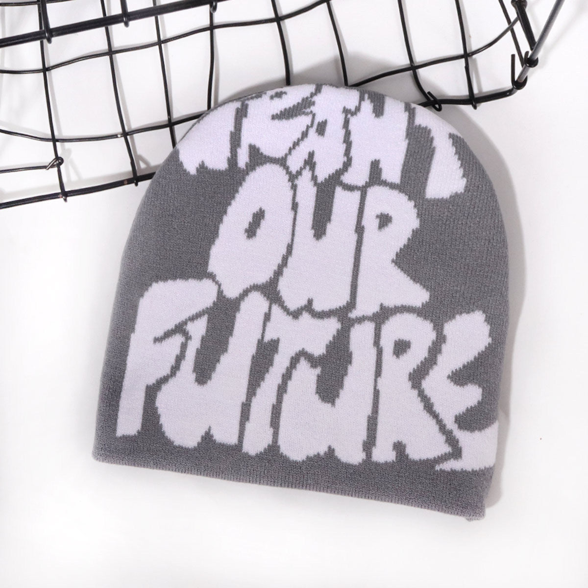 WANT OUR FUTURE Alphabet Jacquard Knit Hat