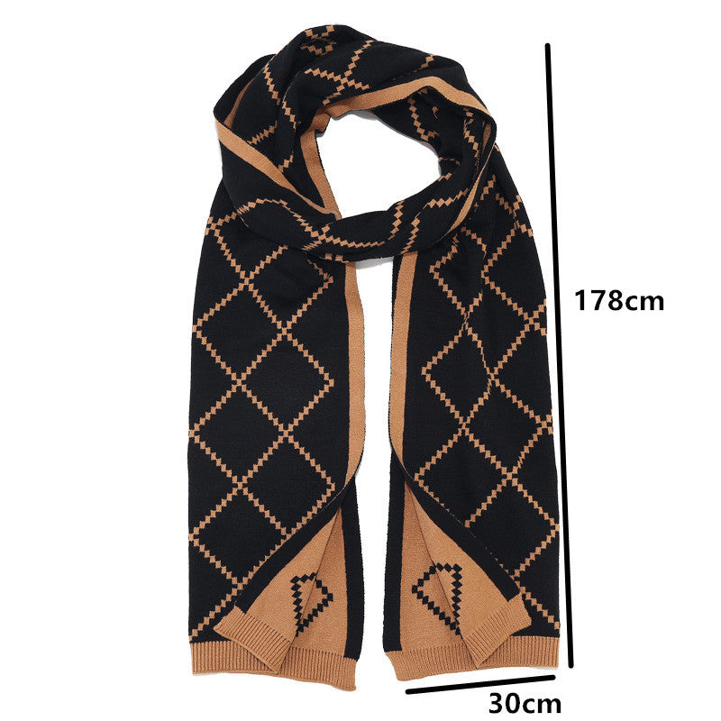 Outdoor Cold-proof Diamond Knitted Hat Gloves Scarf Set