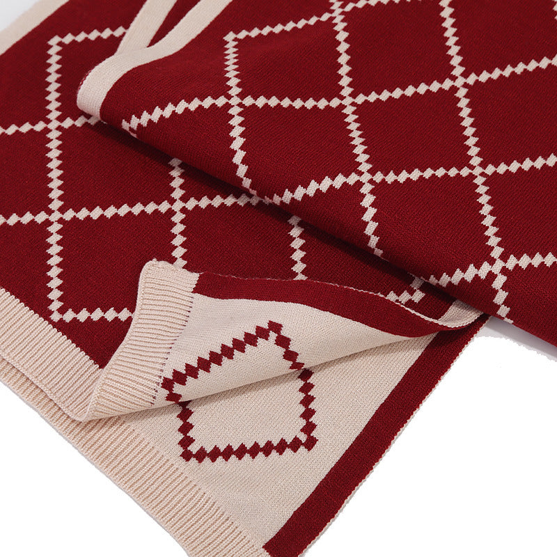 Outdoor Cold-proof Diamond Knitted Hat Gloves Scarf Set