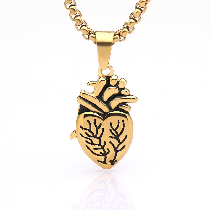 Heart Shape Bead Chain Rock Style Couple Necklace