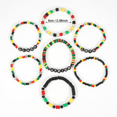 Black History Month Bohemian Multi-Layer Soft Pottery Stretch Bracelet