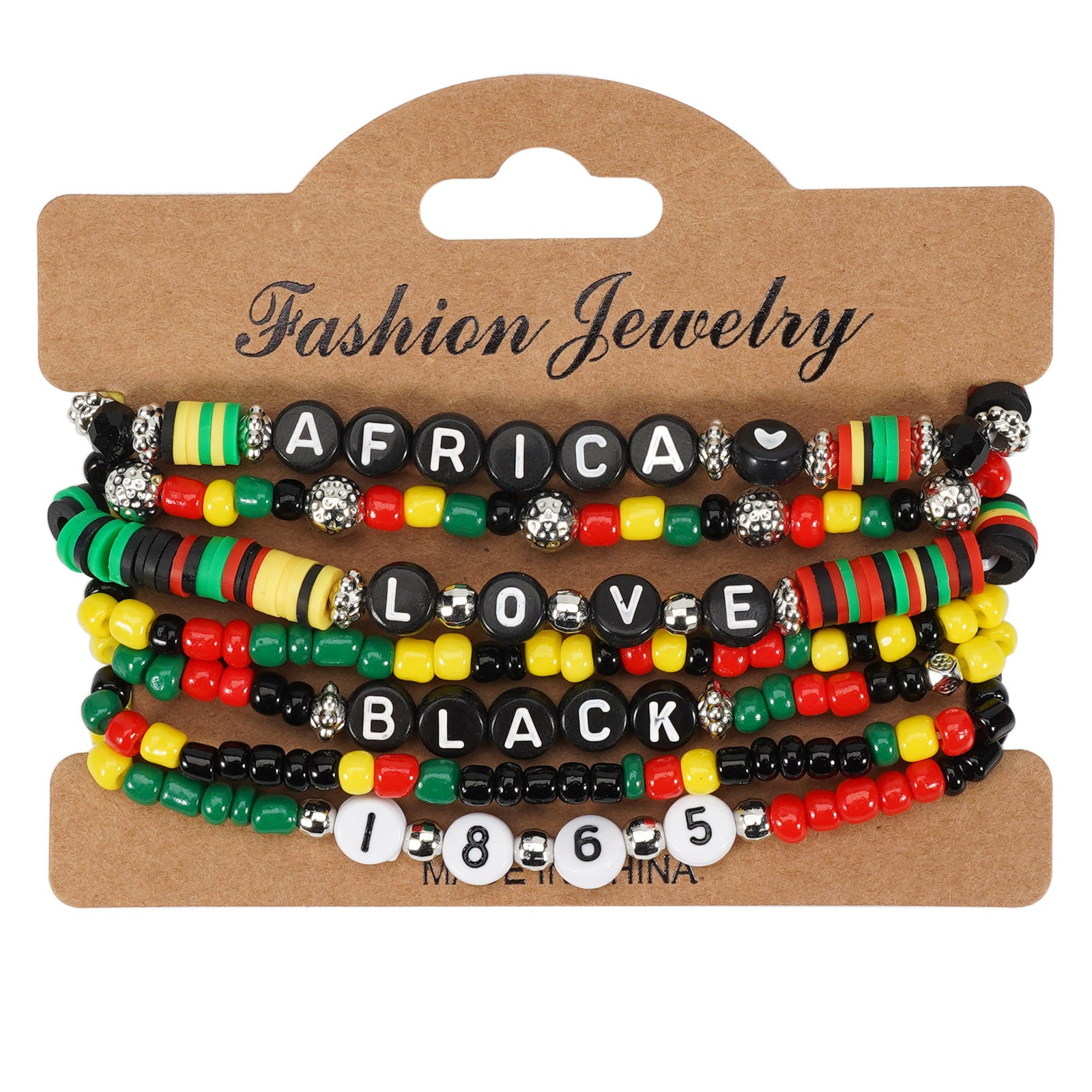 Black History Month Bohemian Multi-Layer Soft Pottery Stretch Bracelet