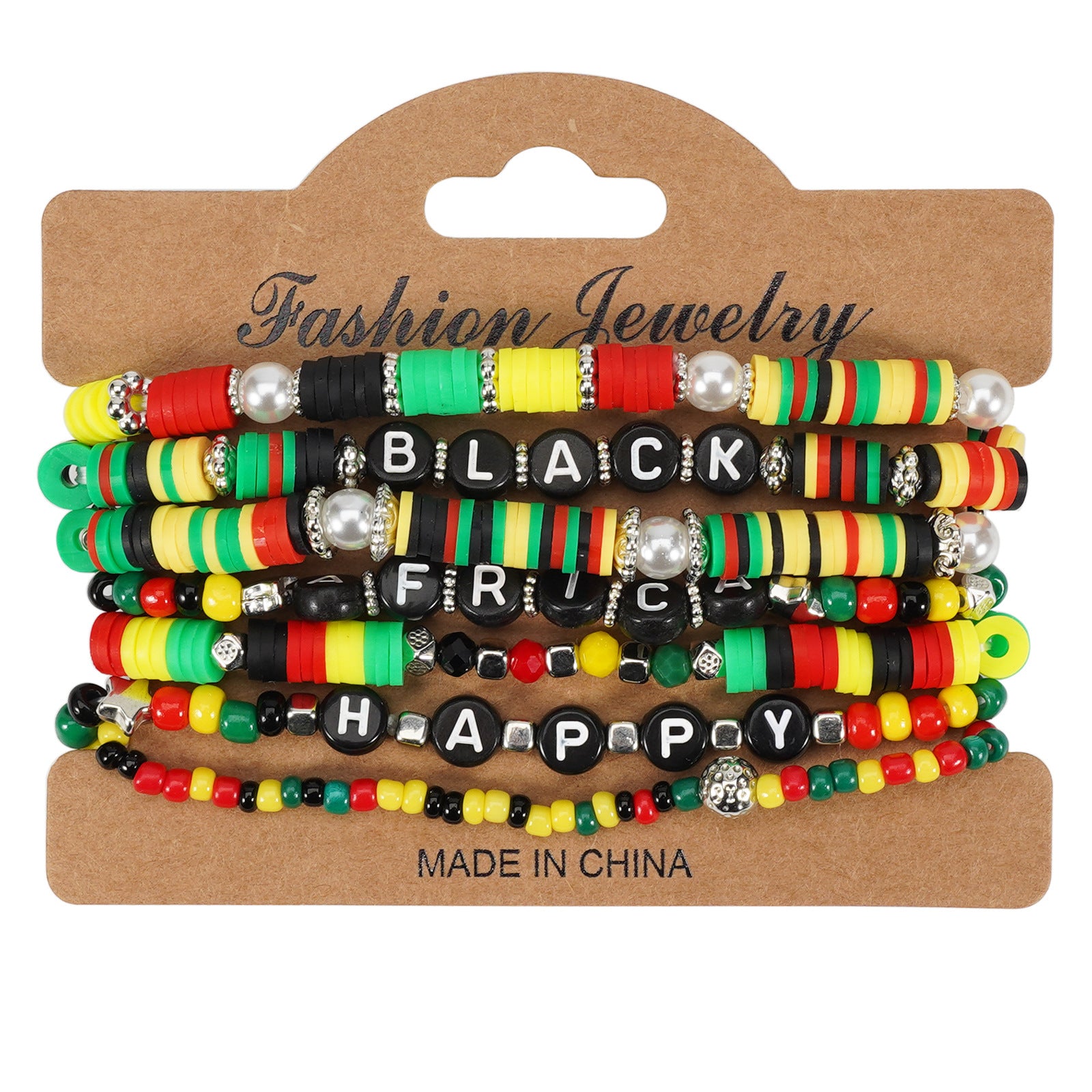 Black History Month Bohemian Multi-Layer Soft Pottery Stretch Bracelet
