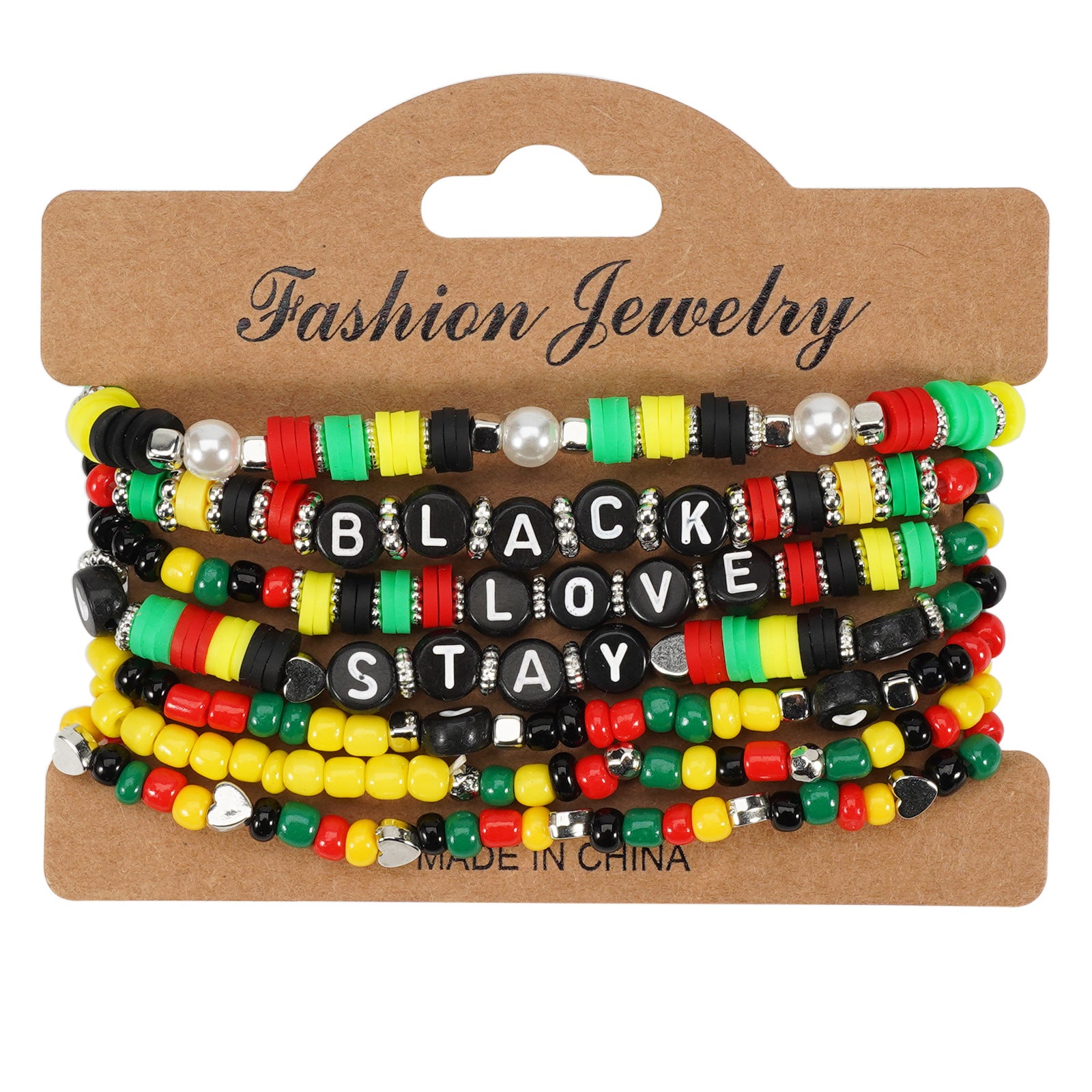 Black History Month Bohemian Multi-Layer Soft Pottery Stretch Bracelet