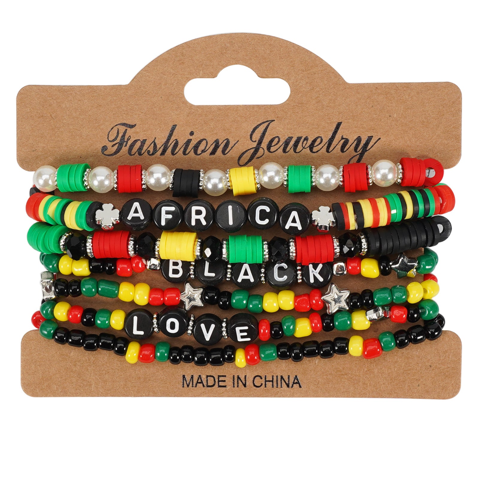 Black History Month Bohemian Multi-Layer Soft Pottery Stretch Bracelet