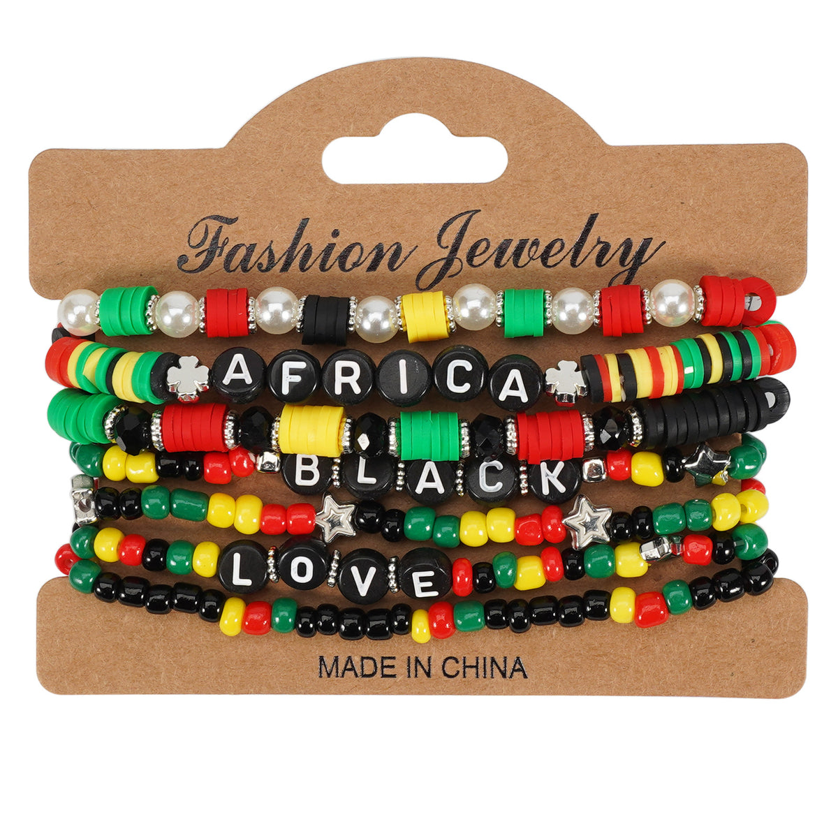 Black History Month Bohemian Multi-Layer Soft Pottery Stretch Bracelet