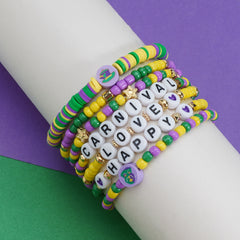Mardi Gras Carnival Love Soft Pottery Beaded Party Bracelet