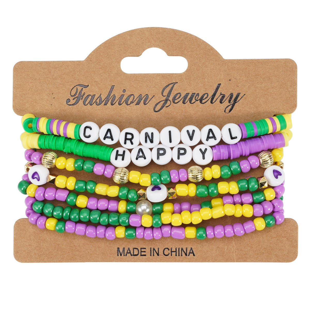 Mardi Gras Carnival Love Soft Pottery Beaded Party Bracelet