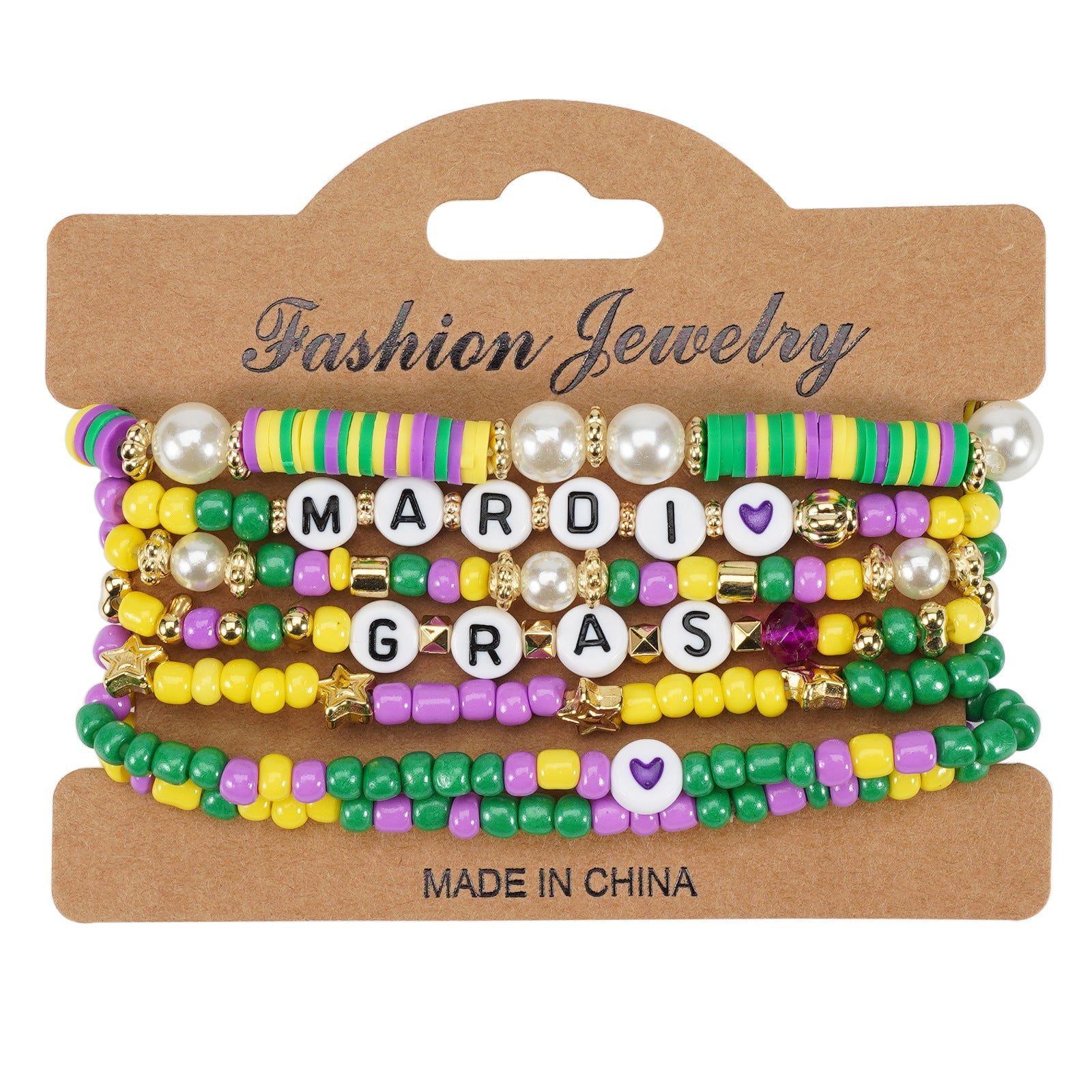 Mardi Gras Carnival Love Soft Pottery Beaded Party Bracelet