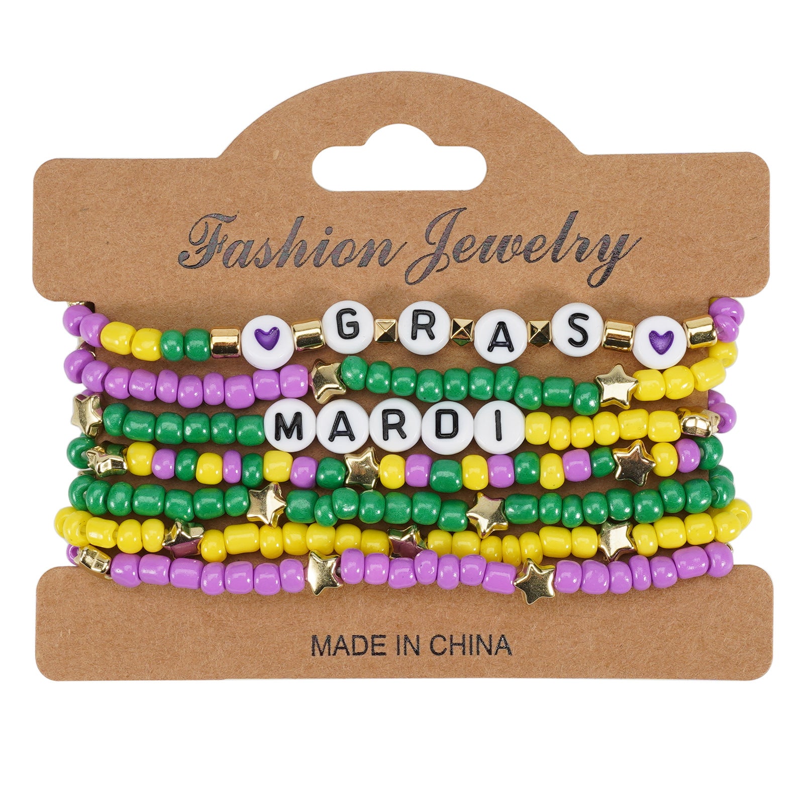 Mardi Gras Carnival Love Soft Pottery Beaded Party Bracelet