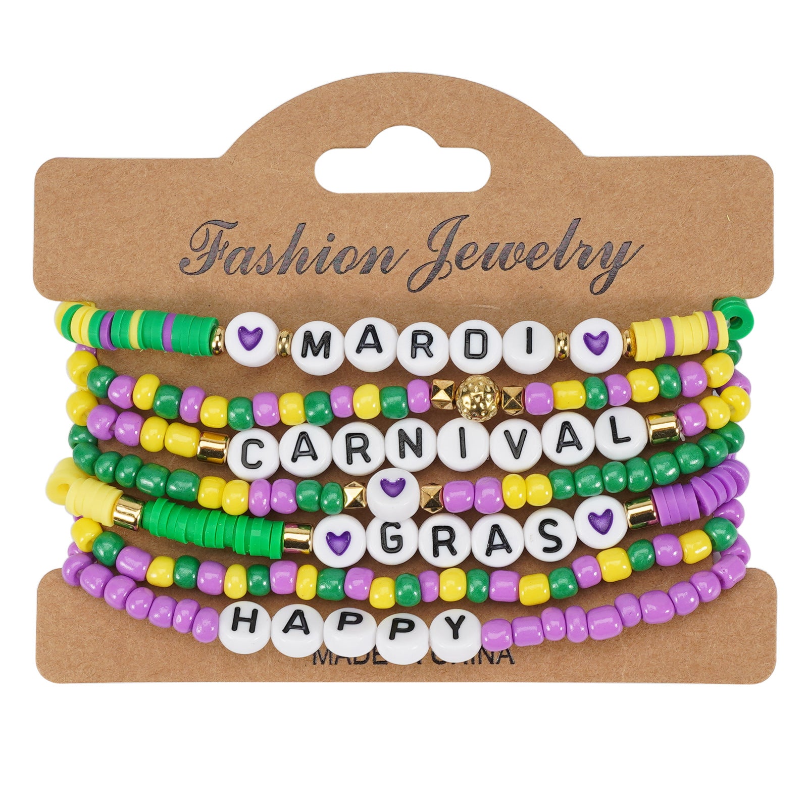 Mardi Gras Carnival Love Soft Pottery Beaded Party Bracelet