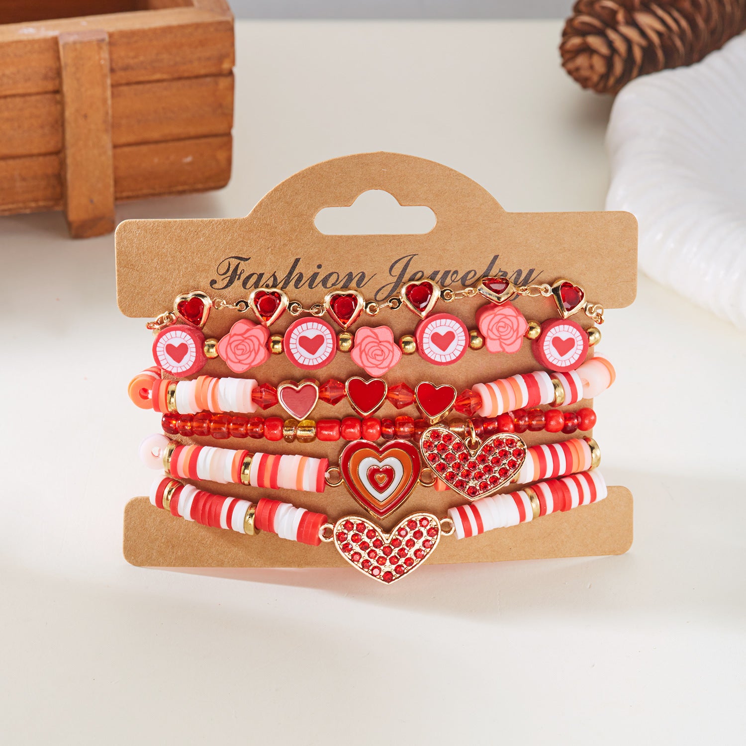Fashion OL Valentine's Day Love Flower Red Overlapping Couple Bracelet