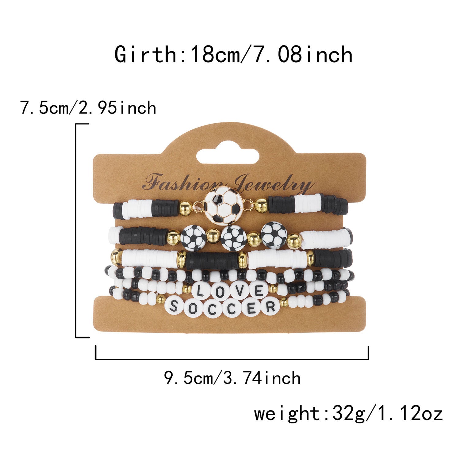 Sports Series Hand Creative All-match Football Softball Beaded Bracelet Set