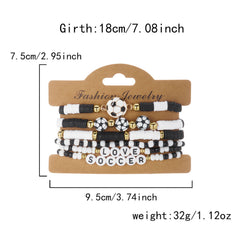 Sports Series Hand Creative All-match Football Softball Beaded Bracelet Set