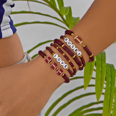 Sports Series Hand Creative All-match Football Softball Beaded Bracelet Set