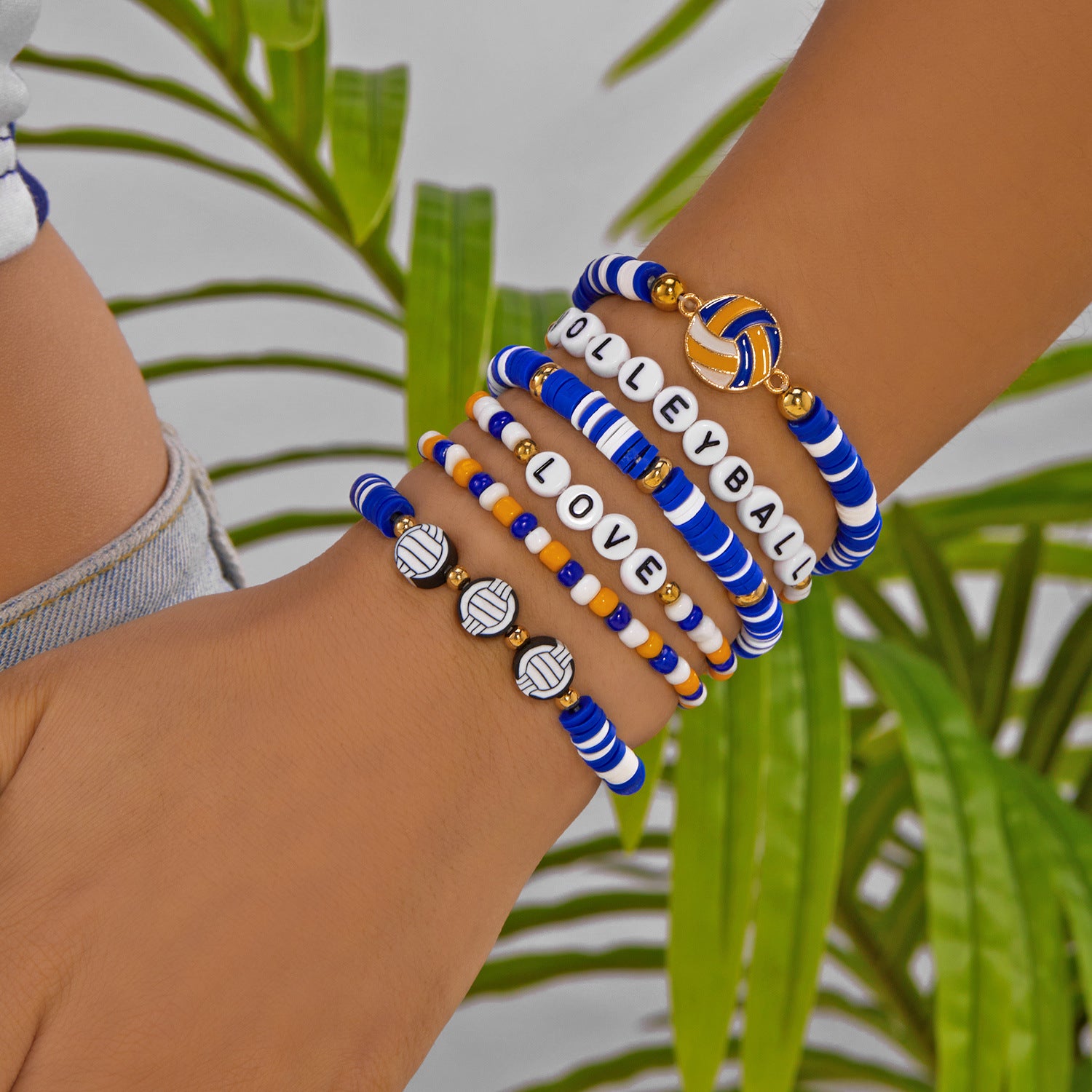 Sports Series Hand Creative All-match Football Softball Beaded Bracelet Set