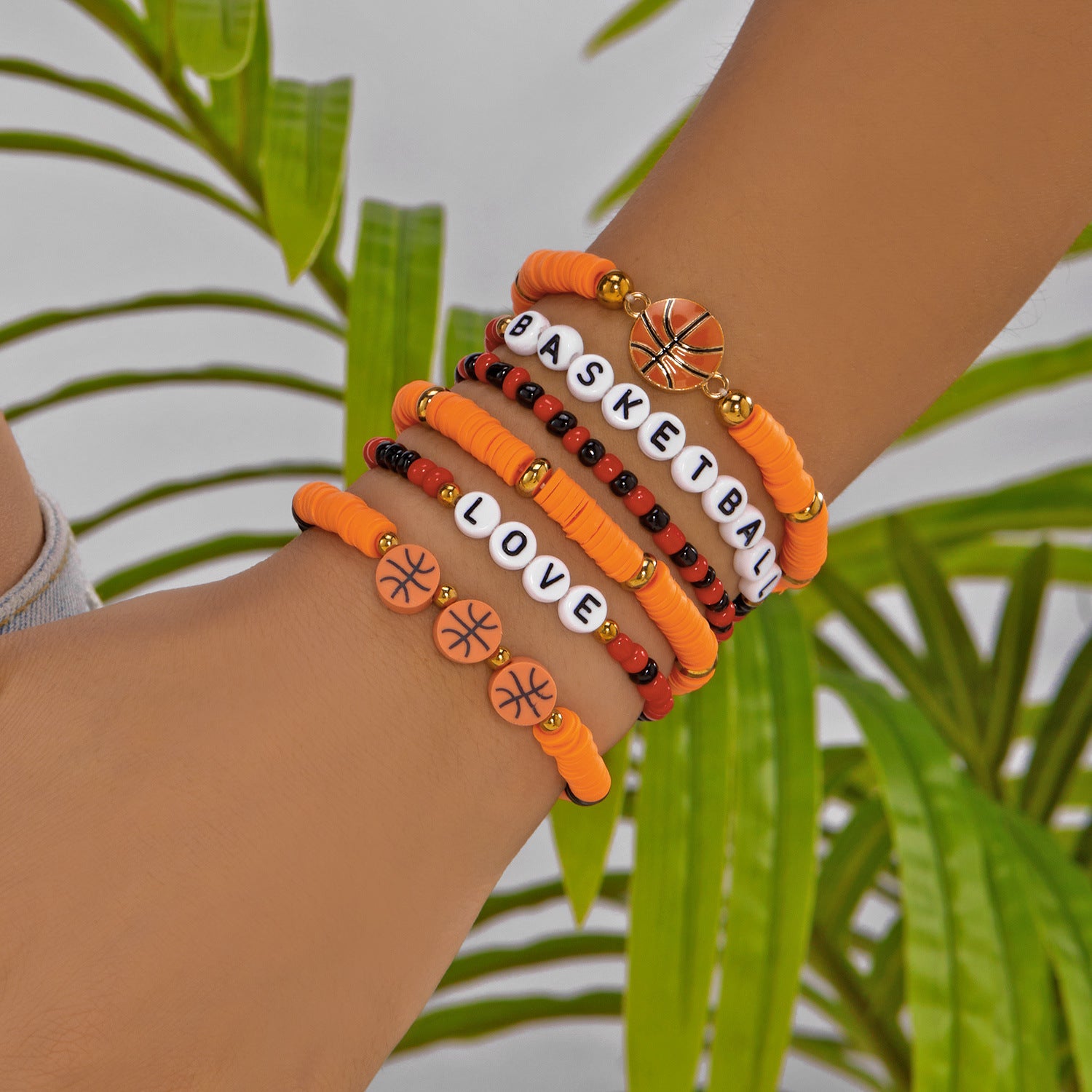 Sports Series Hand Creative All-match Football Softball Beaded Bracelet Set