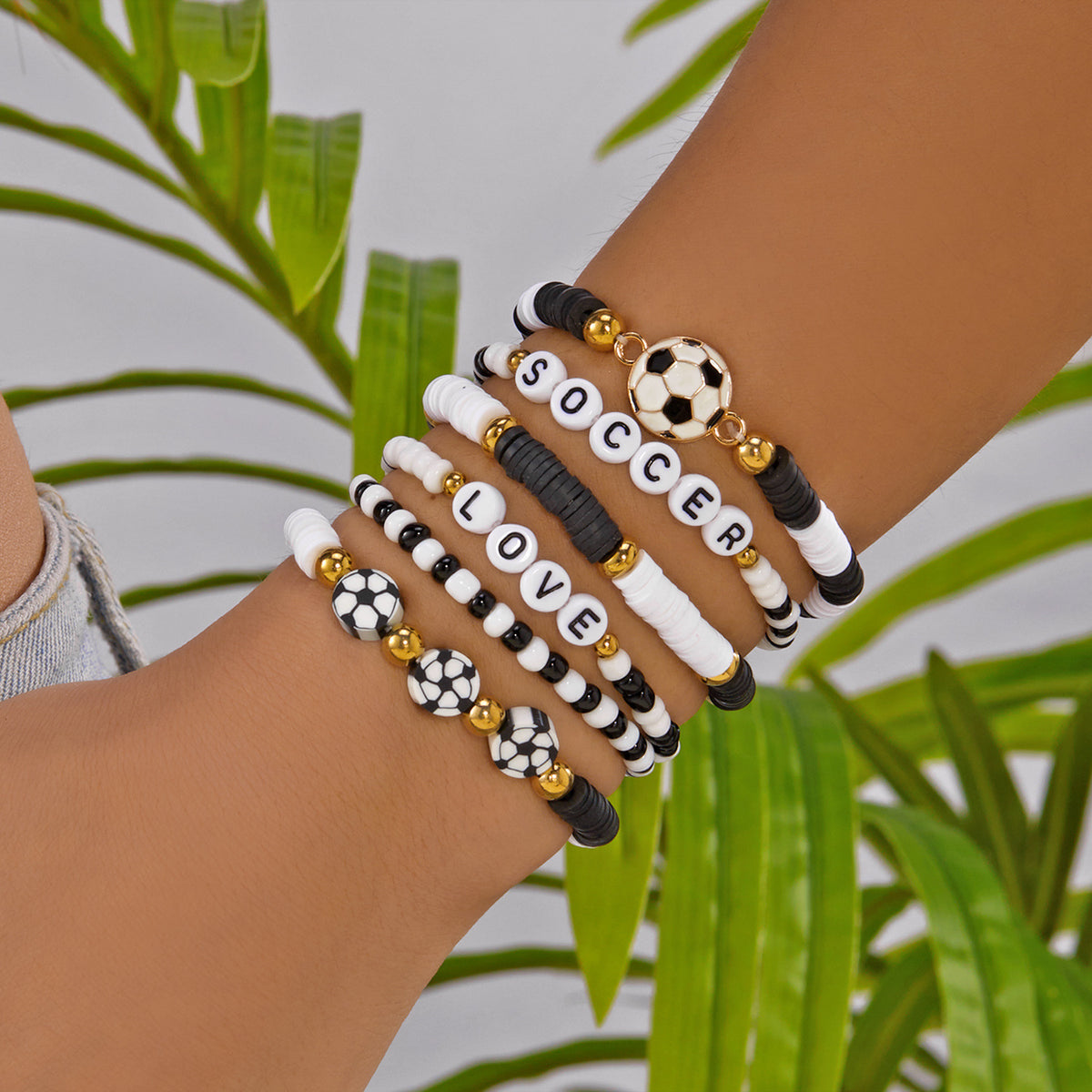 Sports Series Hand Creative All-match Football Softball Beaded Bracelet Set