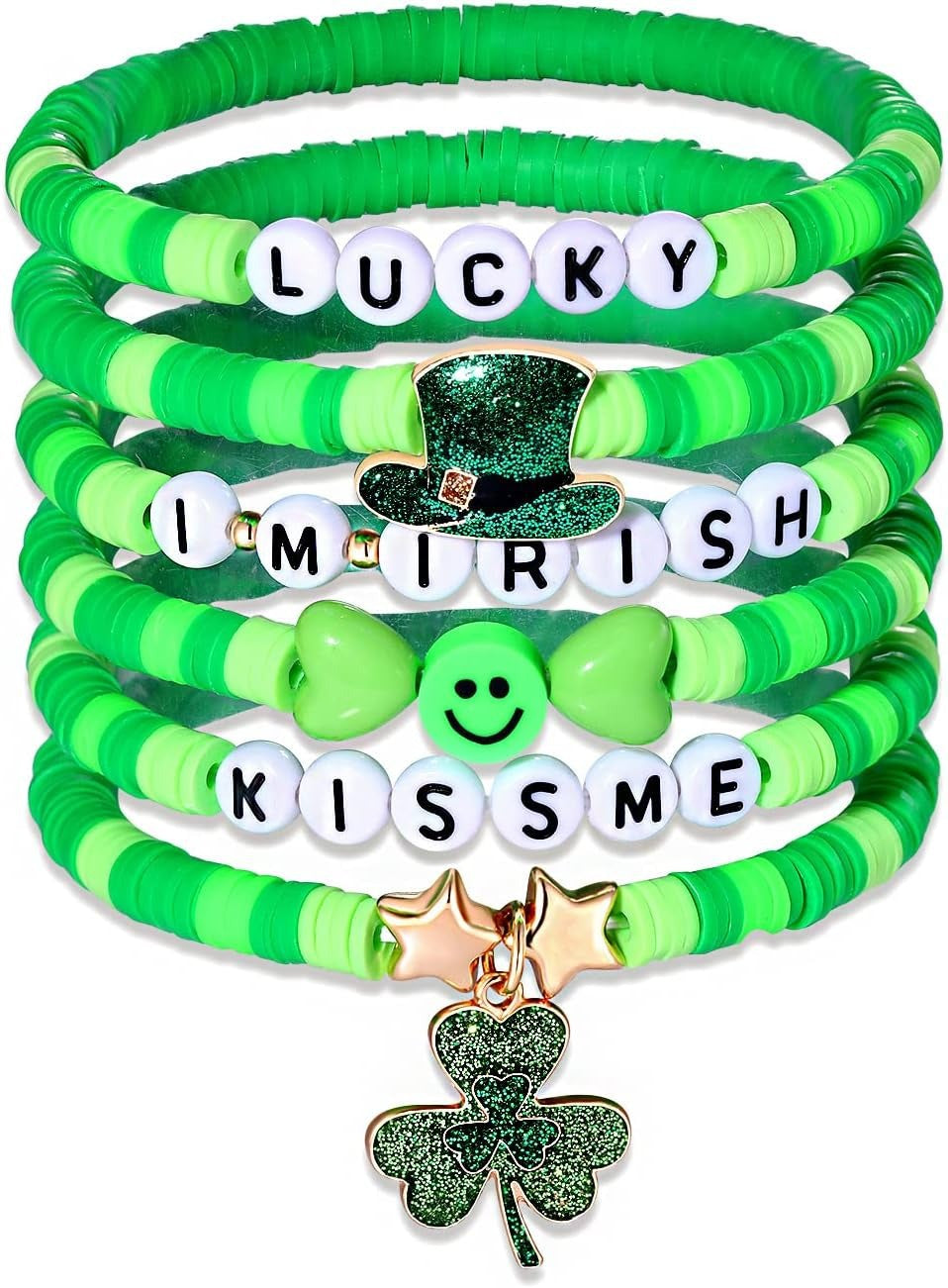 St. Patrick's Day Irish Festival LUCKY Green Soft Pottery Bracelet