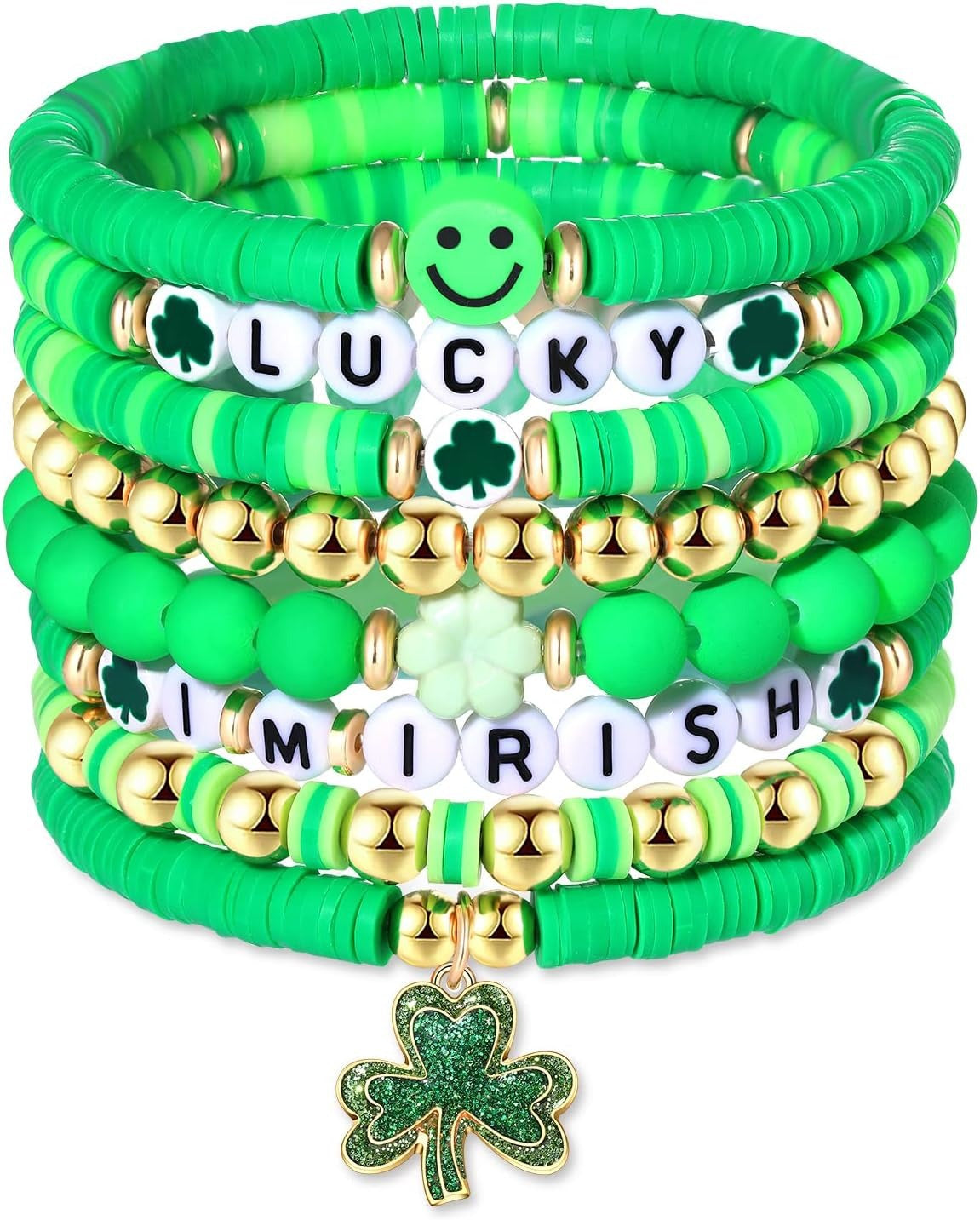 St. Patrick's Day Irish Festival LUCKY Green Soft Pottery Bracelet