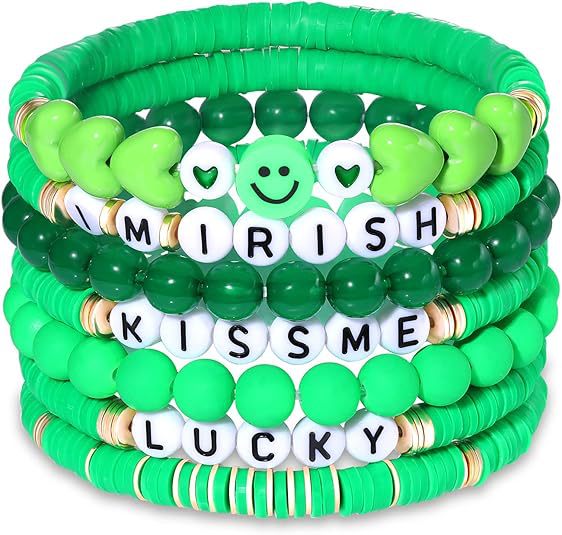 St. Patrick's Day Irish Festival LUCKY Green Soft Pottery Bracelet