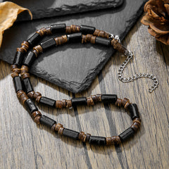 Summer Beach Bohemian Wood Chip Coconut Shell Necklace