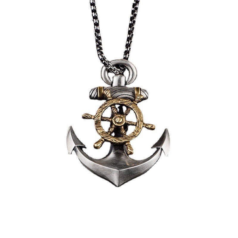 Vintage Anchor Compass Rudder Hip-hop All-match Necklace