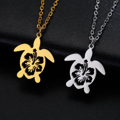 Hollow Turtle Natural Animal Stainless Steel Necklace