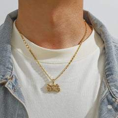 Vintage Motorcycle Pendant Men's Necklace