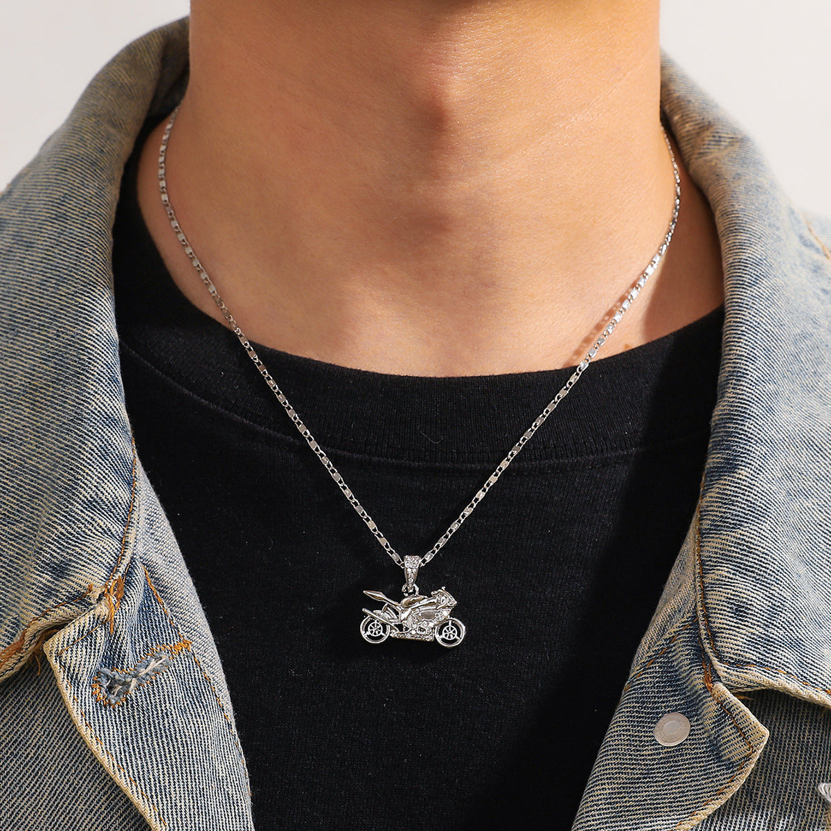 Vintage Motorcycle Pendant Men's Necklace