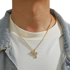 Vintage Hip-hop Style Diamond-encrusted Pistol Men's Necklace