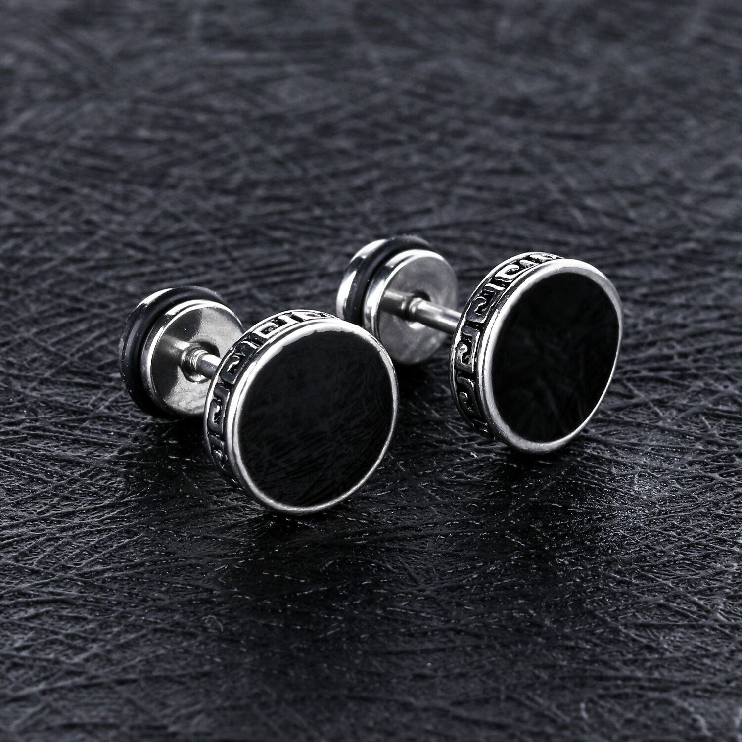 Golden Crepe Flat Round Cake Type Drop Titanium Steel Stud Earrings